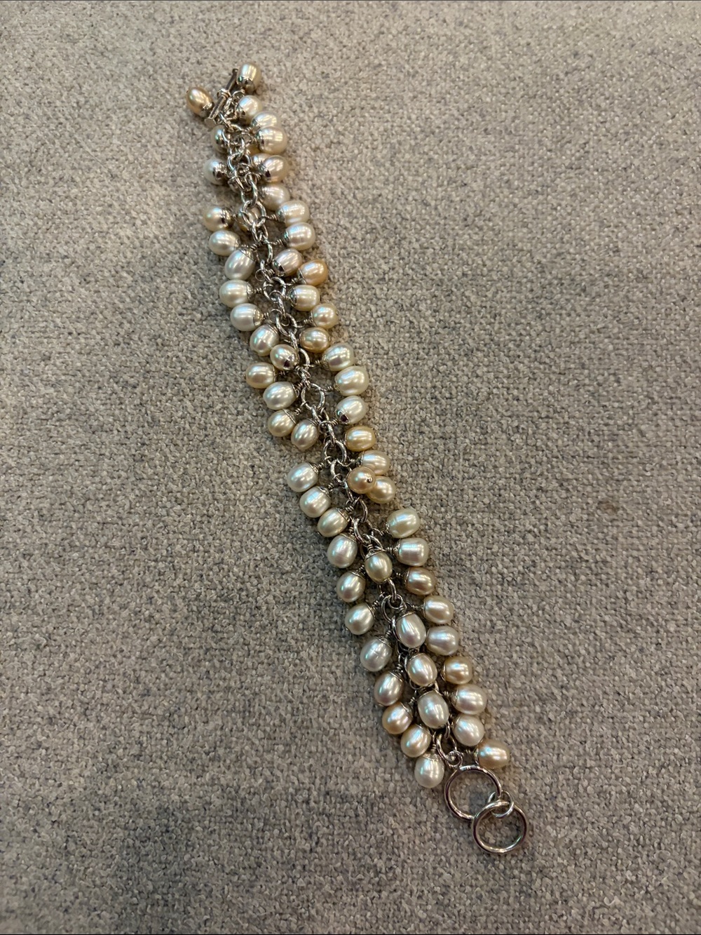 Silpada Cha-Cha Silver-Tone Cream Pearl Cluster Bracelet